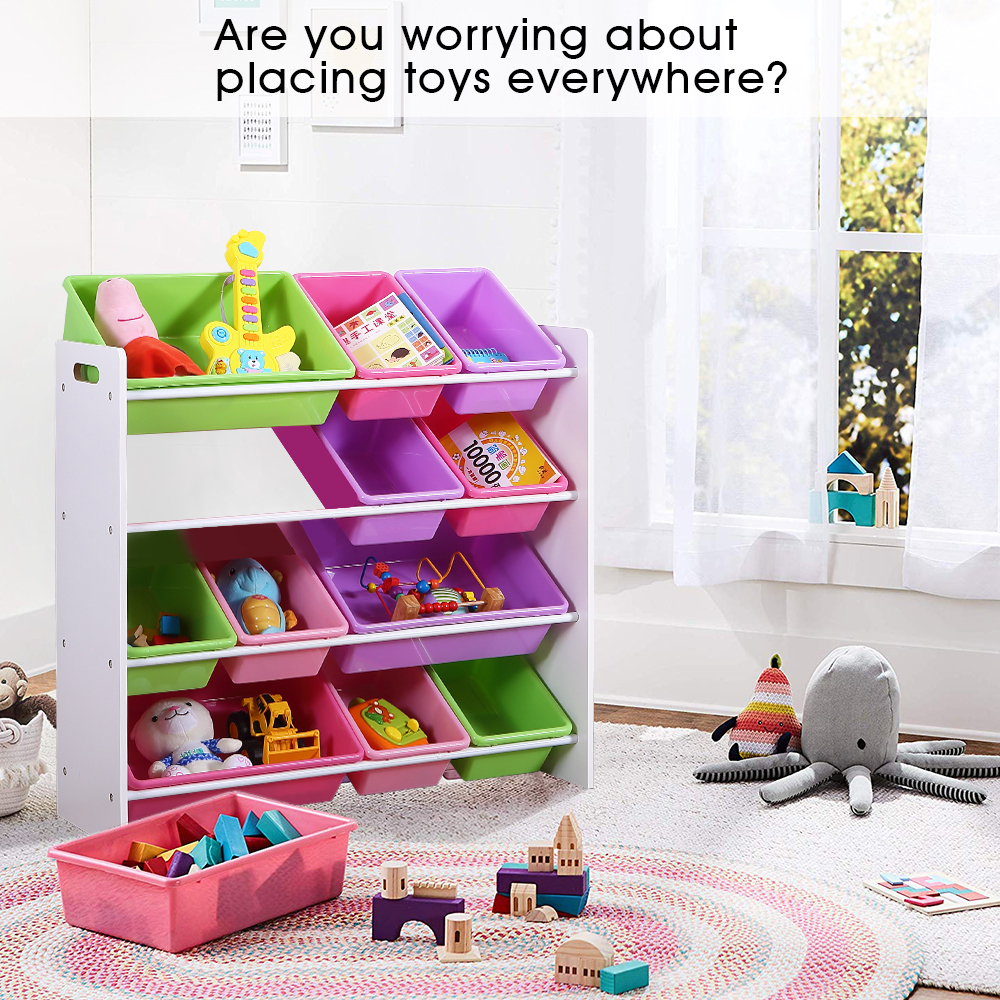 Levede Kids Toy Box Bookshelf Organiser 12 Bin Display Shelf Storage